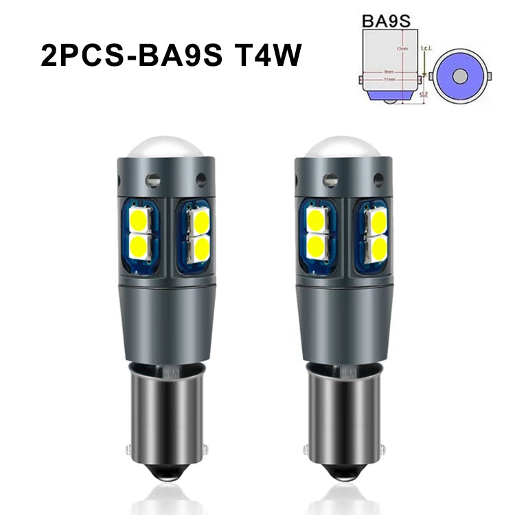 Nlpearl 2x Signal Lamp BA9S T4W  Led Bulb BAX9S BAY9S H21W H6W LED 12V Car Led Bulb Canbus 3030 Chips Interior Light Dome Lamp