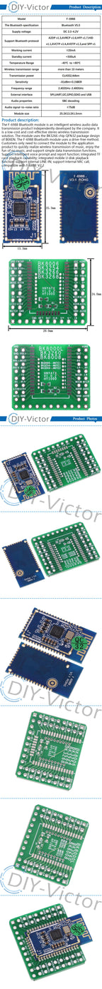 Bluetooth Stereo Audio Module Transmission BK3266 BK6988 Replace BK8000L expansion board AT Commands SPP Speaker Amplifier DIY