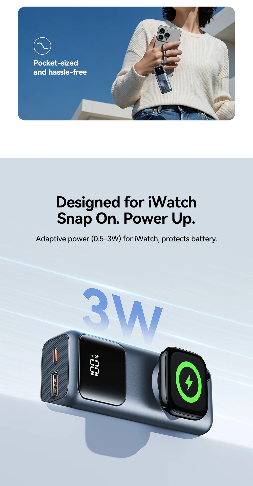 Vention 10000mAh Mini Power Bank 22.5W Fast Charging for iPhone 17 16 Magnetic Wireless Charger for Apple Watch Series 11 10 9