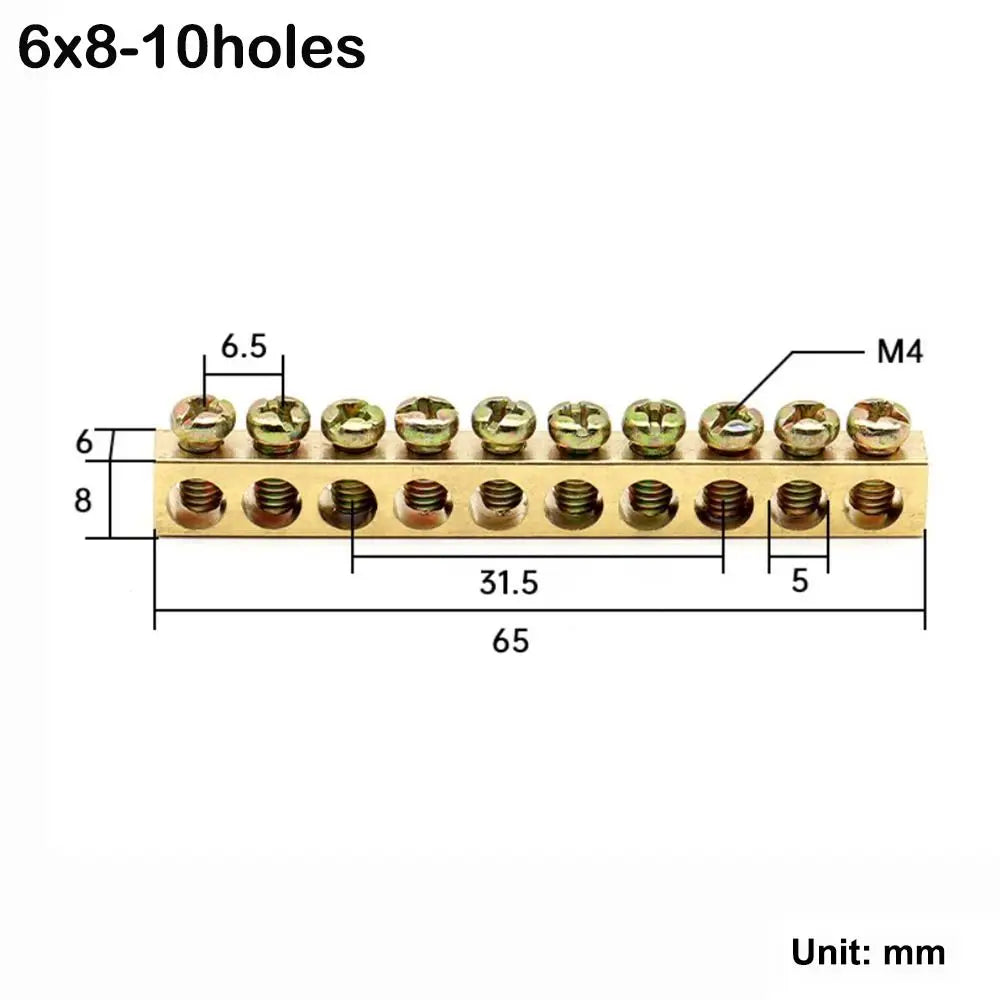 Copper Wire Connector Multi-specification With Hole Screw Brass Connection Row Zero Ground Terminal Electrical