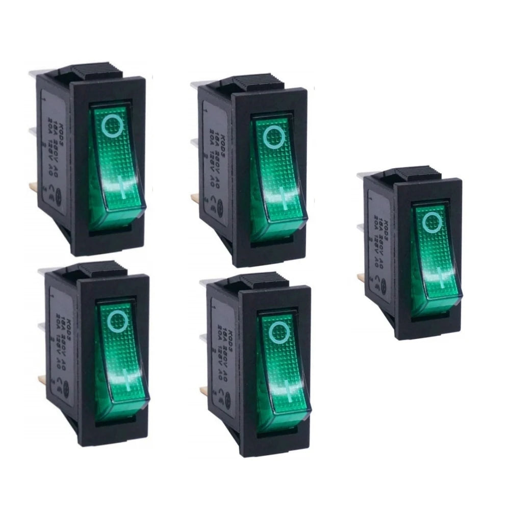 4/5pcs Rocker Switch Lighted KCD3 Rocker Switch On Off 3 Pin 2 Position Boat Rocker Switches 125V 250V AC SPST
