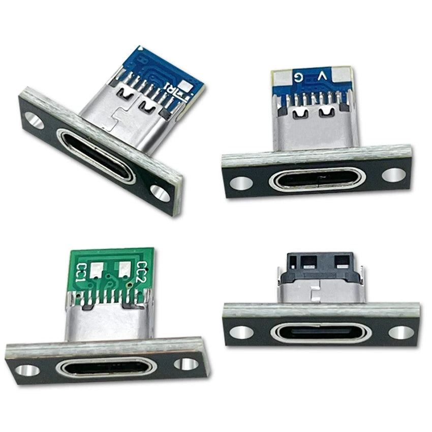 2/5/10pcs Type C USB 3.1 Socket With Screw fixing plate Type-C USB Jack 3.1 Type-C 2Pin 4Pin 5Pin 6Pin Female Connector Jack DIY