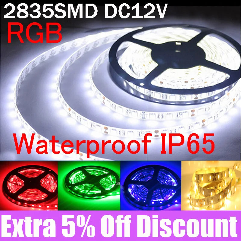 LED Strip Lights 12V Waterproof 60Leds/M Flexible Home Decoration Bar Lighting Replace SMD 3528 5050 5630 5730 LED Tape