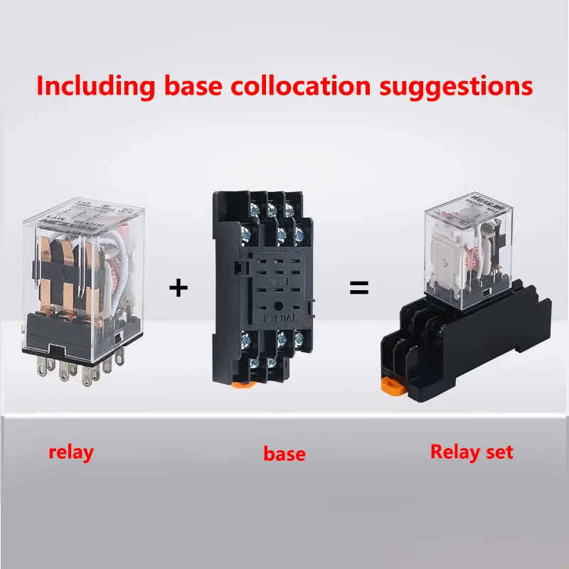 10PCS Intermediate Relay Miniature Control Small With Base Socket Copper Coil DC 12V 24V AC 110V 220V HH52P/53P/54P HH62P HH63P
