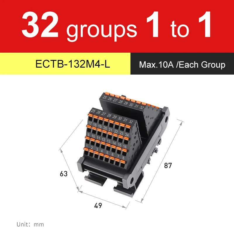 ENMG ECTB Terminal Block 10A 24-Point 42-Point 48-Point 84-Point PLC Signal Transfer Junction Rail Mount Power Distribution Box.