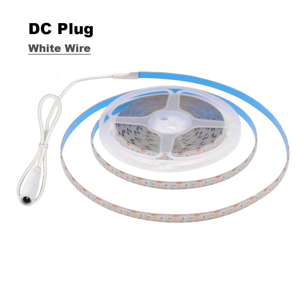 5V USB 2835 LED Strip Light with DC Plug 3528 SMD Flexible Led Tape Ribbon 60LED 0.5m 1m 2m 5m Cabinet Lights Night TV Backlight