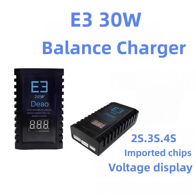 LiPo Balance Charger E3 30W balanced charging simple charger 2S 3S 4S lithium battery charging 7.4V 11.1V 14.8V