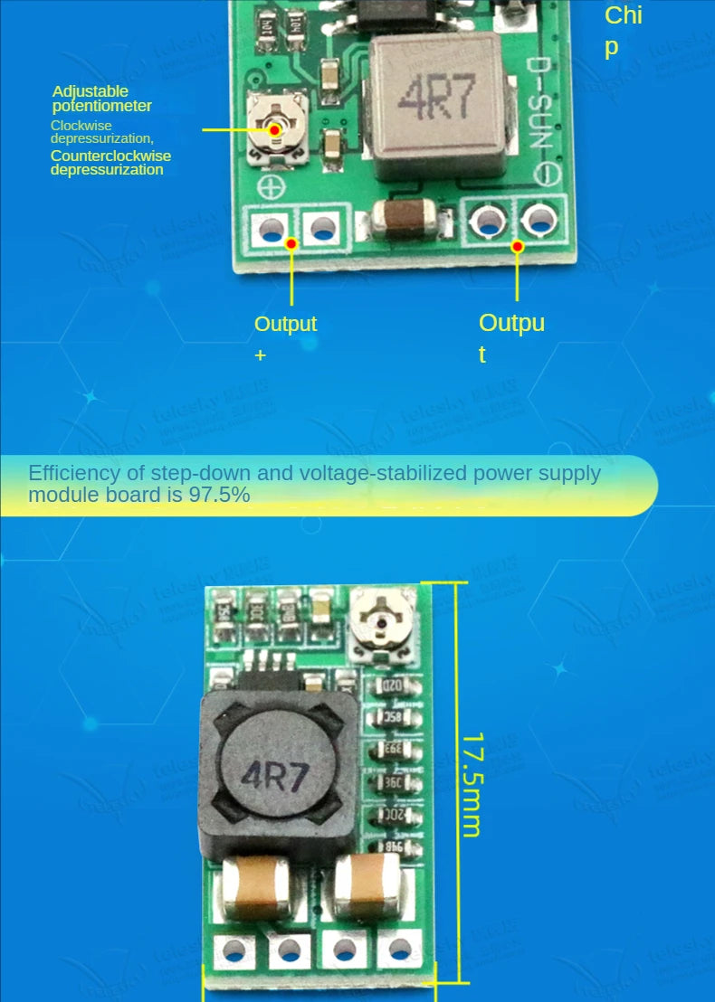 1PCS DC-DC 3A 5A Adjustable Step-down Power Module Board Voltage Stabilizing Aircraft Model MP1584EN 24V 12V 9V To 5V