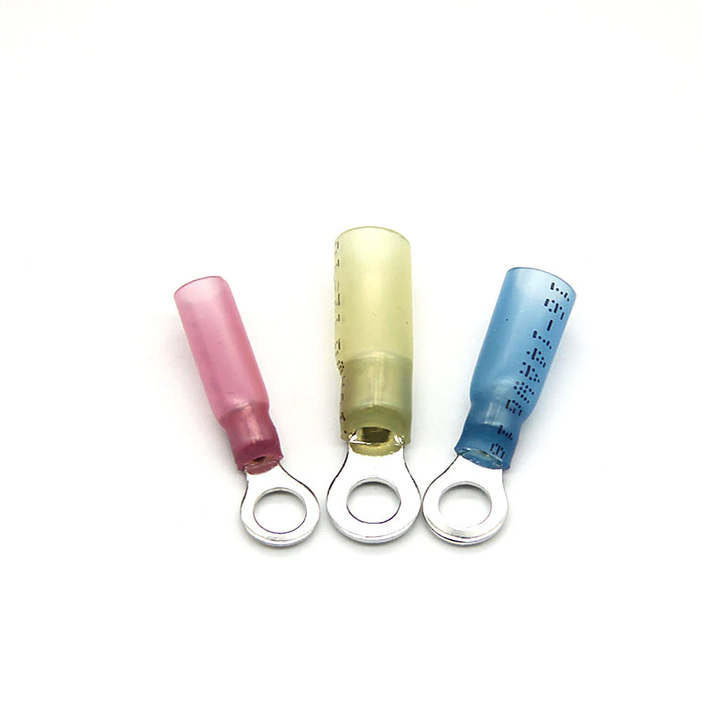 50PCS Heat Shrink Ring Crimp Terminals Electrical Wire Connectors M4/M5/M6/M8/M10 Insulation Ferrule Lugs Quick Splice Cables