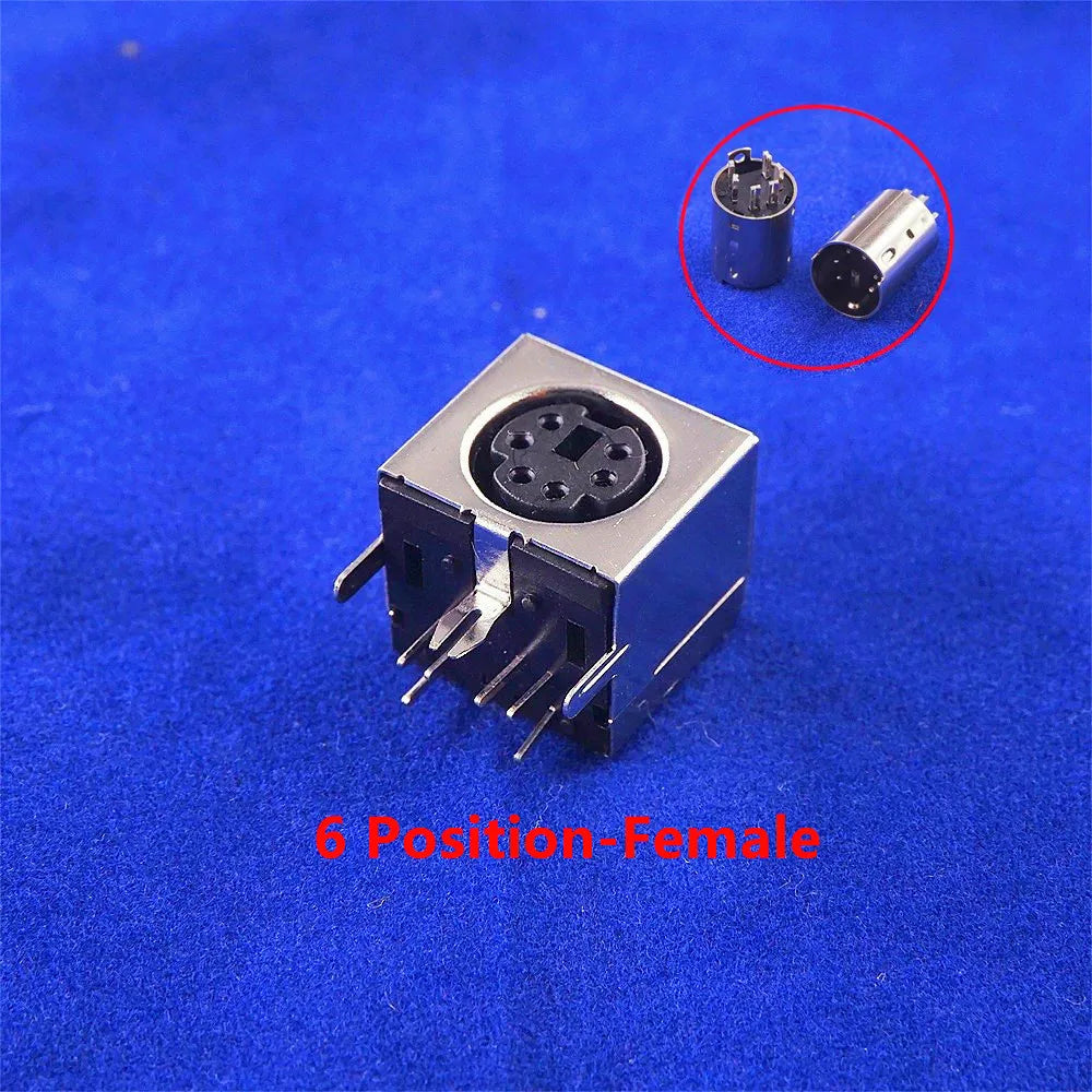 10 Pcs Connnector Mini Din 3 4 5 6 7 8 9 Pin Female Circular Receptacle Power Sockets MD-SM Shield Right Angle Through Holes PCB