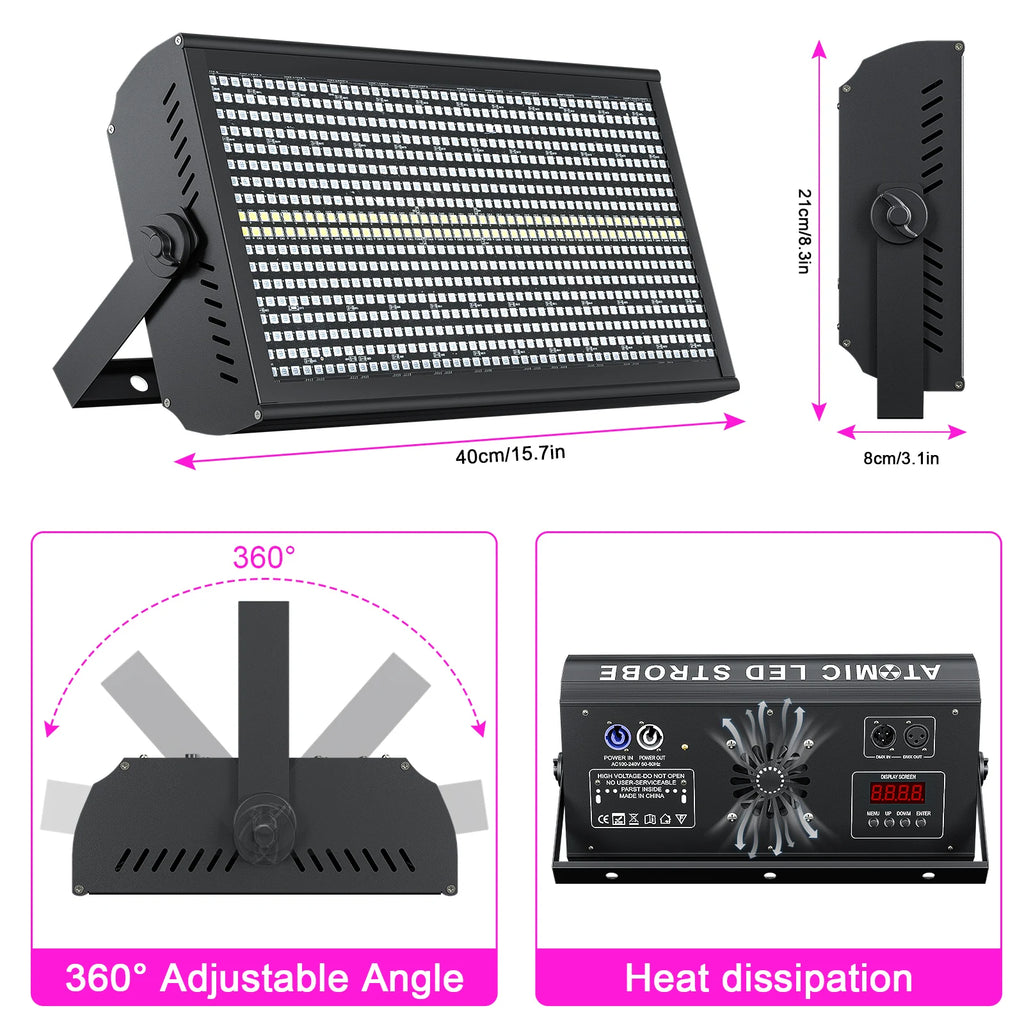 U'King 6Pcs 200W LED RGBW 48+8-Segment Strobe Lights With Flightcase/6Pcs Strobe Lights/Only 1Pcs Flightcase For Party Show KTV