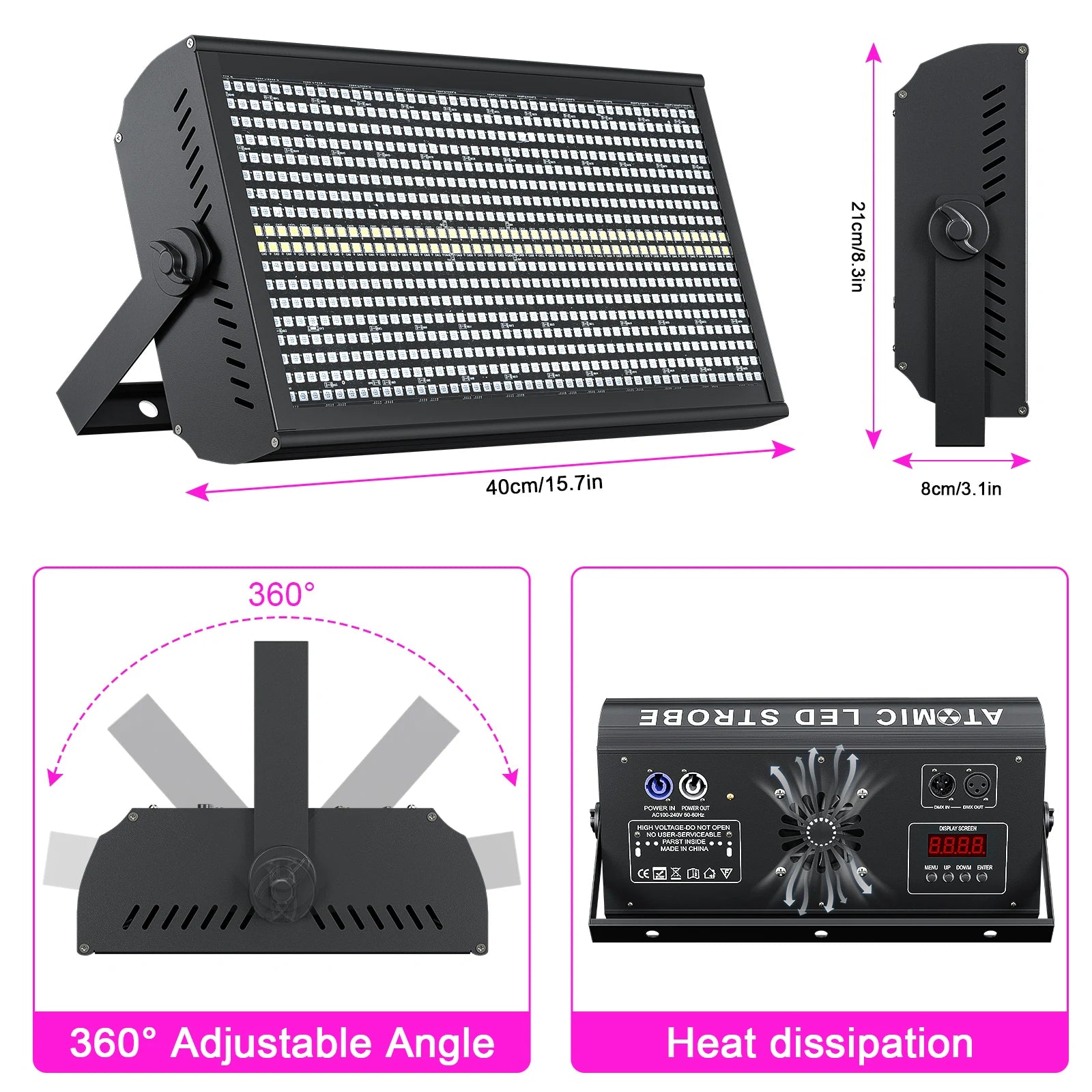 U'King 6Pcs 200W LED RGBW 48+8-Segment Strobe Lights With Flightcase/6Pcs Strobe Lights/Only 1Pcs Flightcase For Party Show KTV