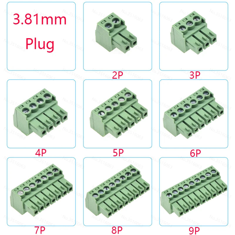 10PCS 2.54/3.81/5.08MM 2EDG 15EDG 2/3/4/5/6/7/8 Pin Screw Terminal Block Connector Pitch Plug+Straight/Curved Needle Pin Socket