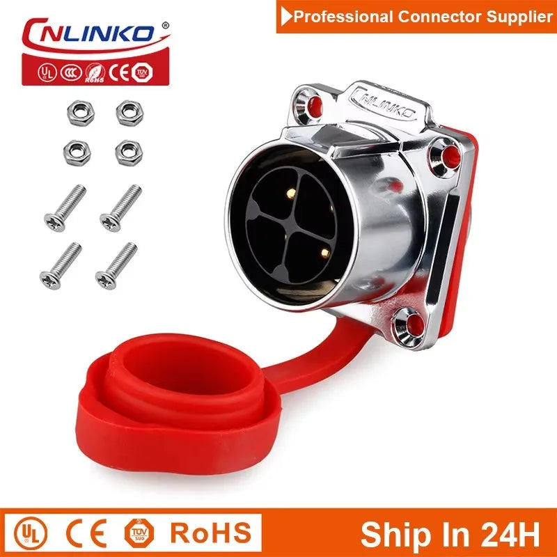 Cnlinko LP24 3 4Pin M24 Aviation Waterproof Power Connector Plug Socket for Radio Audio Visual Video Medical LED UAV Industry