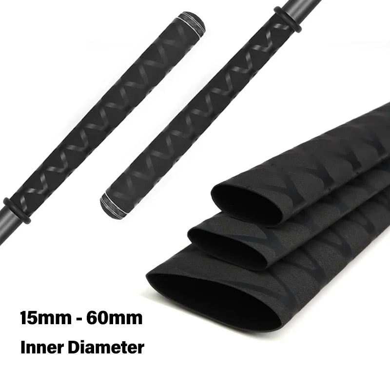 X Pattern Black 15 18 20 25 30 35 40 50 60mm Heat Shrink Sleeve for Fishing Rod Grips Non Slip-Insulation-Waterproof Wrap Tubing