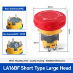16mm Plastic Emergency Stop Switch Latching Self-locked 1NO1N Red Mushroom Head Electrical Control Push Button Switch VaneAims