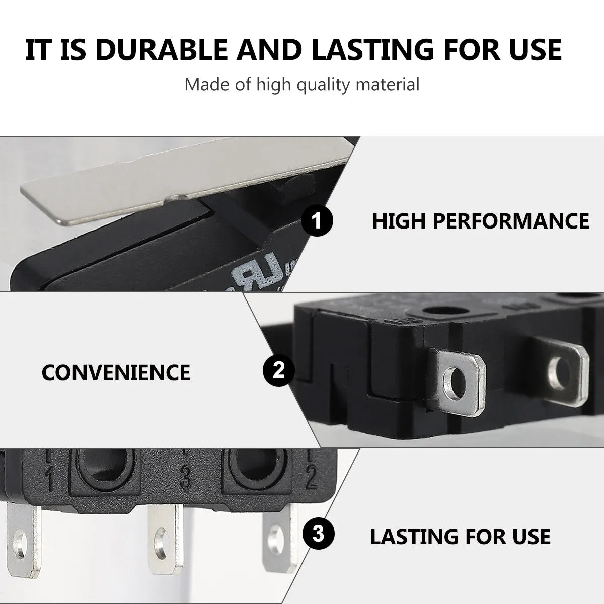 10Pcs 10A Micro Switch Hinge Lever Type Micro Limit Switch High Stability Reusable Industrial Grade Electronic