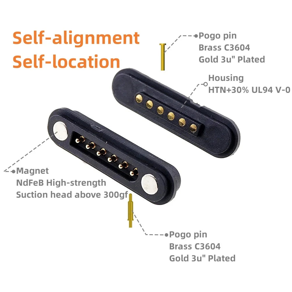 1 Pair 2A Magnetic Pogo Pin JST SM Plug Socket Extend Cable Connector 2 3 4 5 6 Pin Male Female Adapter Led Strip Lamp Driver