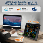 WiFi Weather Station 14-in-1 Wireless with Color Display Real-Time Sync to Weather Underground 100m Range Smart Home Sensor