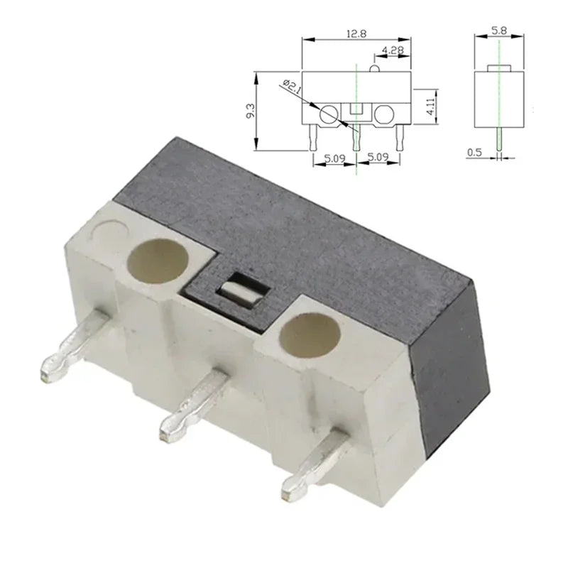 20Pcs Micro Limit Switch 3Pins Long Handle Roller Lever Arm SPDT Momentary Push Button Switch for Mouse DIY Accessories