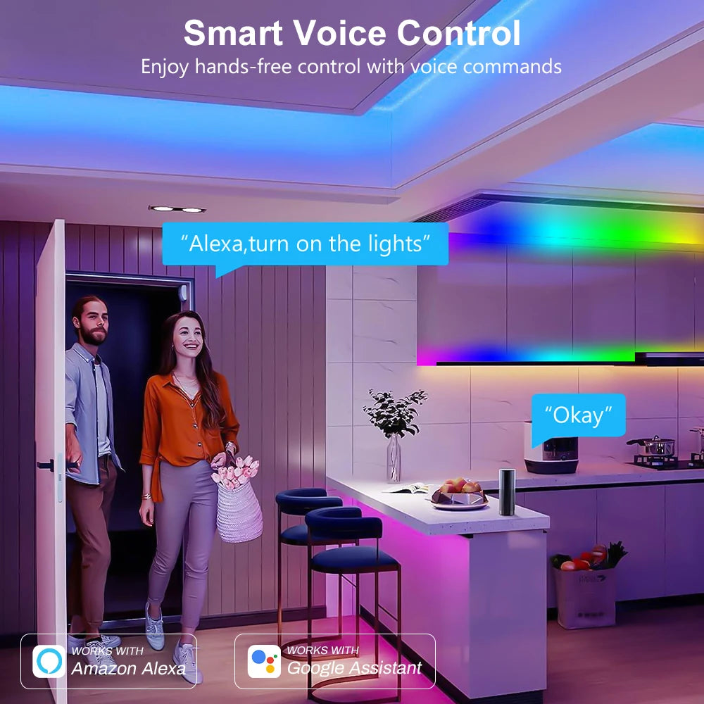 RGB-IC COB LED Strip with Tuya Wifi Controller 2.4G Remote Alexa Google Home Rainbow Color Addressable LED Tape 10m 20m 25m Kit