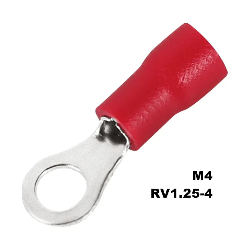 100PCS Ring Crimp Terminal M4/M5/M6/M8 Round Plugs Pre-insulated Ferrules Lugs For Splice Electricals Cable Wire End Connectors