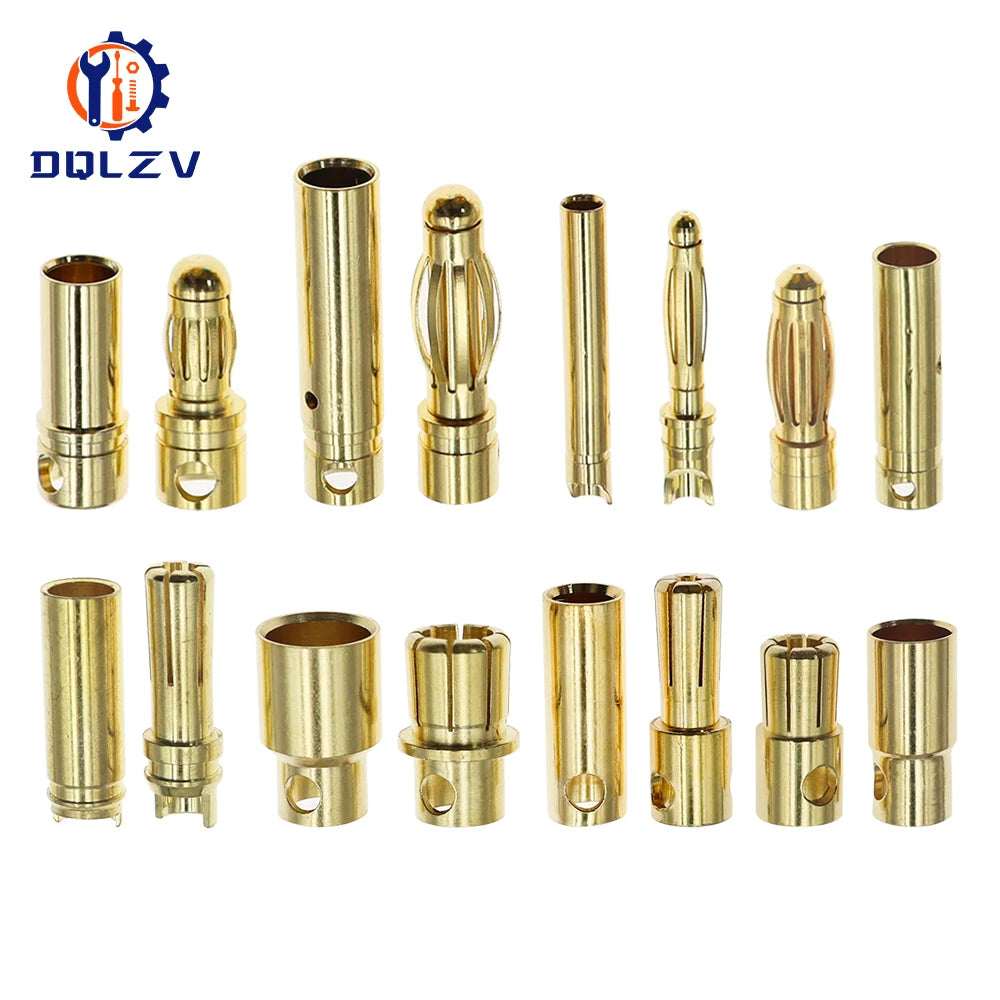 2.0mm 3.0mm 3.5mm 4.0mm 5.5mm 6.0mm 8.0MM Gold Bullet Banana Connector plug for ESC Lipo RC battery Plugs