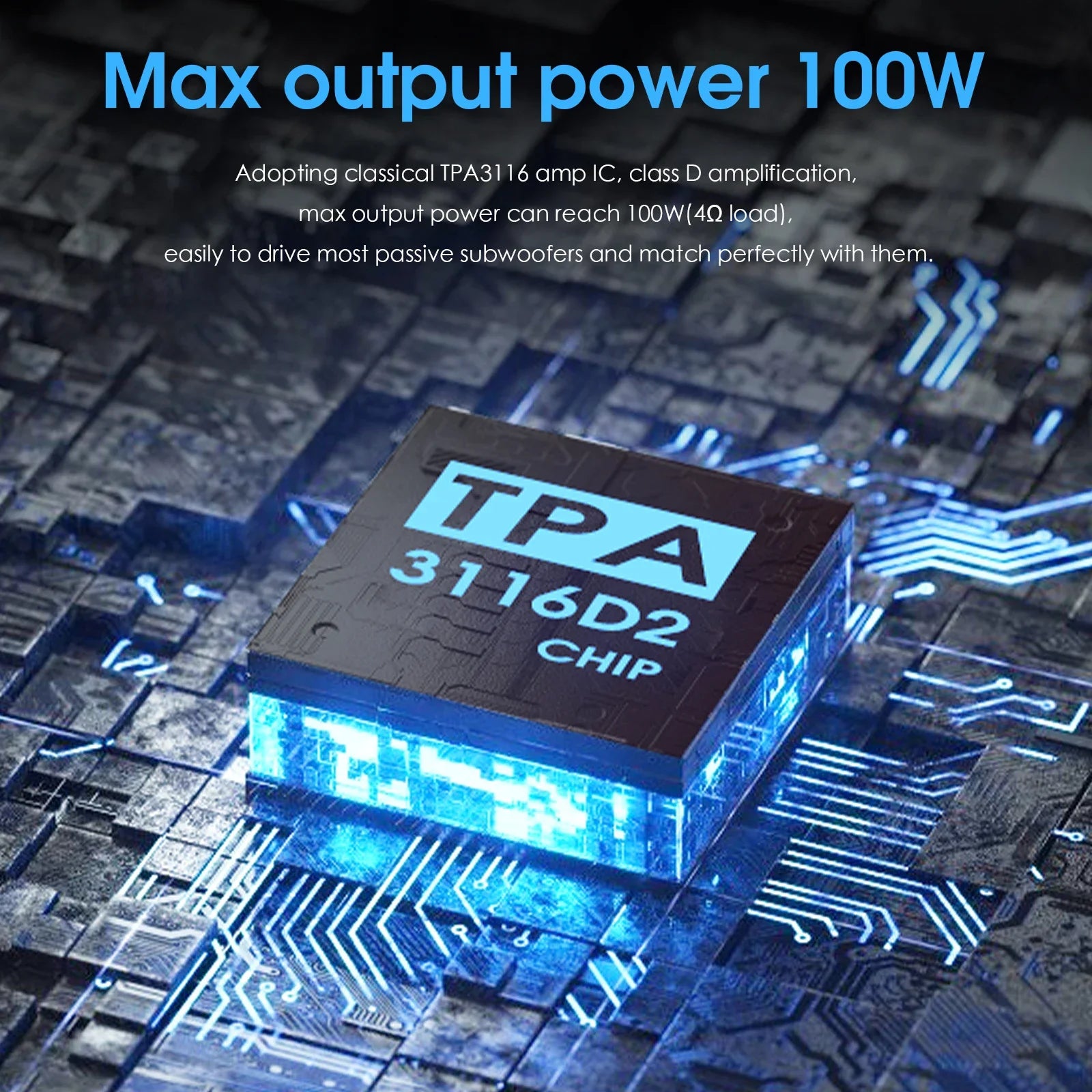 Nobsound Latest Mini 100W Subwoofer / Full Frequency Power Amplifier Mono Channel Audio TPA3116D2 Amp