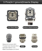 HA Heavy Duty Connector Kit 4/5/6/8 Core Pins Male&Female Insert Plug HDC-HA Rectangular Waterproof Industrial Aviation Socket