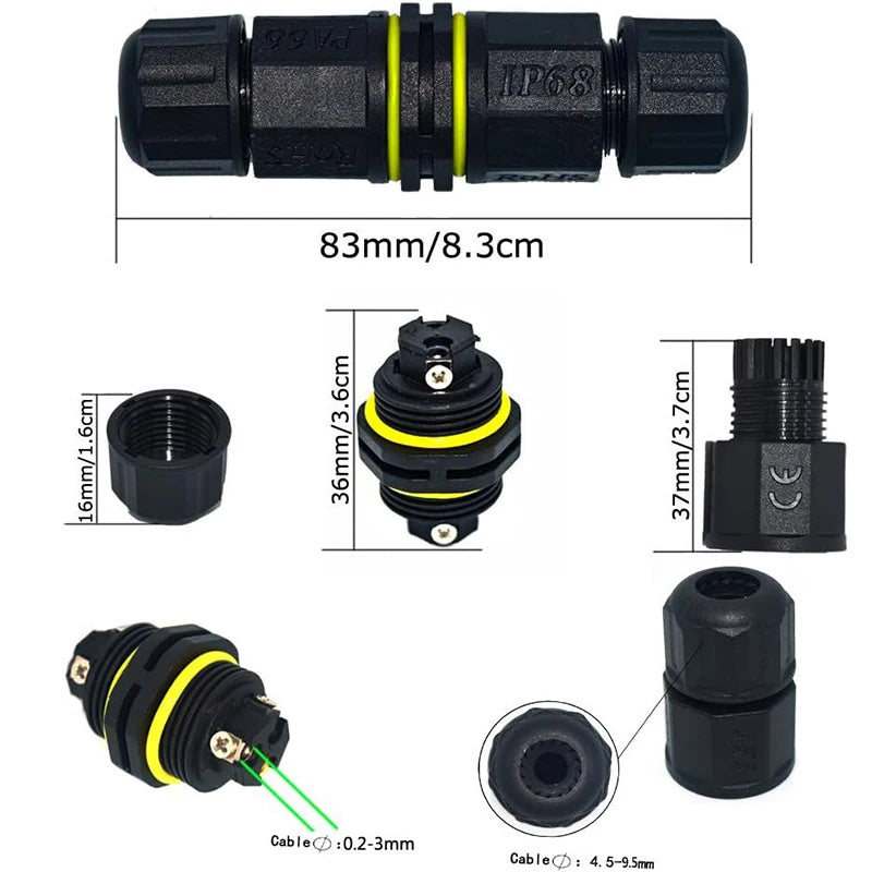 IP68 Electrical Waterproof Connector Wire Cable 2/3/4/5 Pin Outdoor Plug Straight Quick Screw Conductor Connector