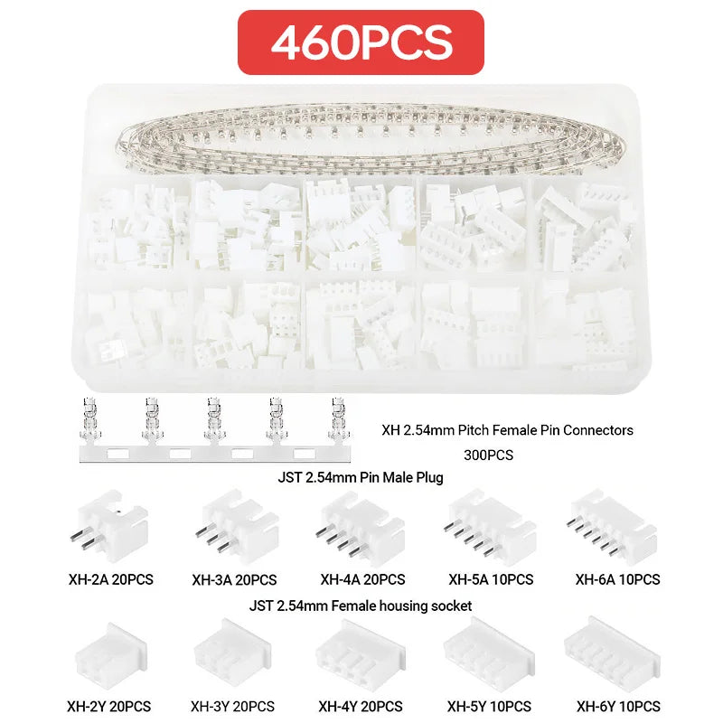 460/1550PCS Micro JST-XH And Dupont Wire Connector Kit 2.54mm 2/3/4/5/6Pin Male/Female Pin Header Cable Jumper Housing Adapter