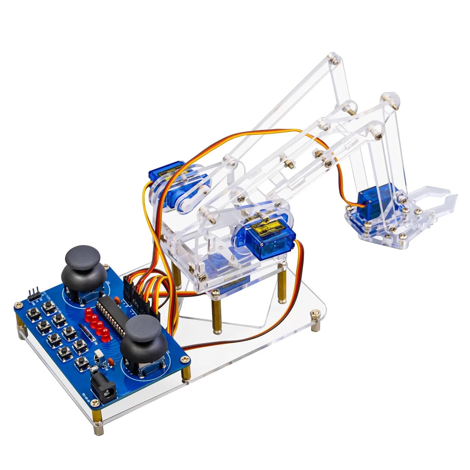 Four Degree of Freedom Assembly Robotic Arm Microcontroller Soldering Kit Acrylic Robotic Arm DIY Maker Learning Parts