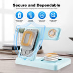 15W Magnetic Wireless Charger 3 In 1 Fast Charging Station Travel Foldable for Magsafe iPhone 1716/15/14 Apple Watch AirPods Pro