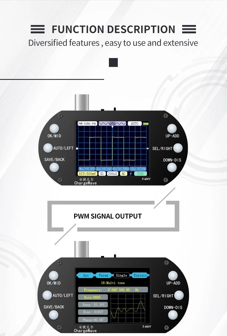 High Performance Handheld Oscilloscope for Charging, Portable Digital Maintenance, Entry-Level Teaching and Maintenance