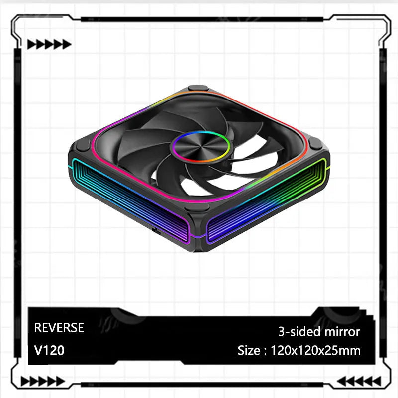 V360/120 ARGB Computer Case Cooling Fan, Infinity Mirror Series/CD pattern/Hydraulic bearings Integrated cooling fan