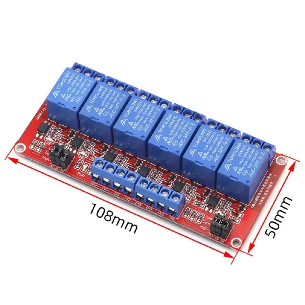 1 2 4 6 8 Channel 5V 12V 24V Relay Module Board Shield with Optocoupler Support High and Low Level Trigger for Arduino