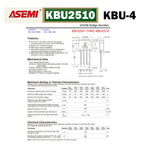 5PCS KBU2510 25A 1000V Rectifier Bridge