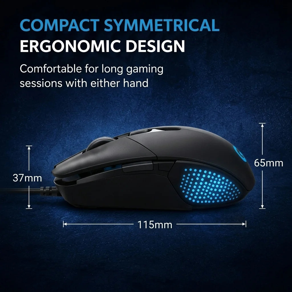 Logitech G302 Wired Ambidextrous Gaming Mouse 4000DPI On‑The‑Fly DPI Switch RGB Backlit 6 Assignable Buttons For Laptop Desktop