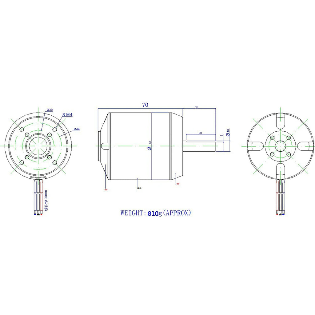 FEICHAO 6374 170KV Brushless Motor w/ Hall Sensor 2800W Electric Off Road Engine 10MM Motor Shaft 36V High Speed Electric Motor