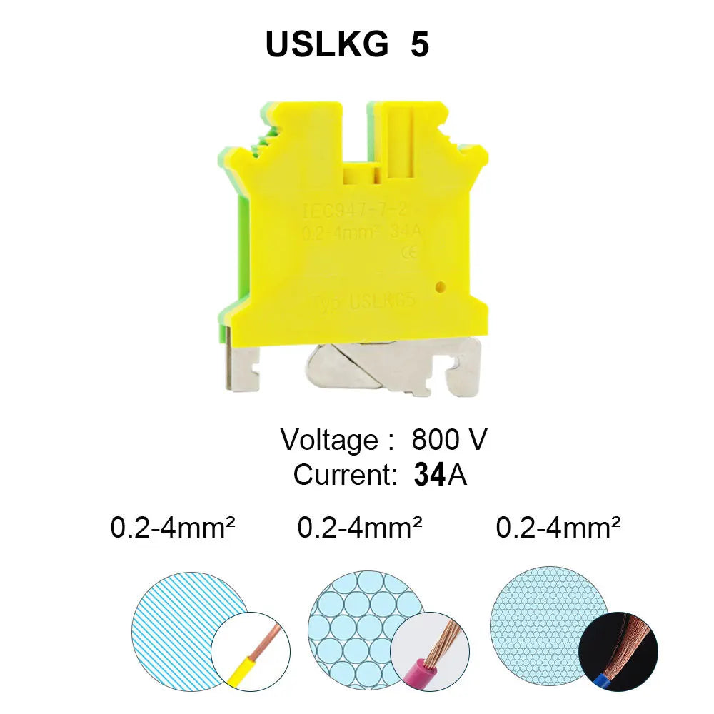 4PCS Wire Electrical Conector Terminal Connector Screw Cable Din Rail Terminal Blocks Strip Power Distribution Block Terminator