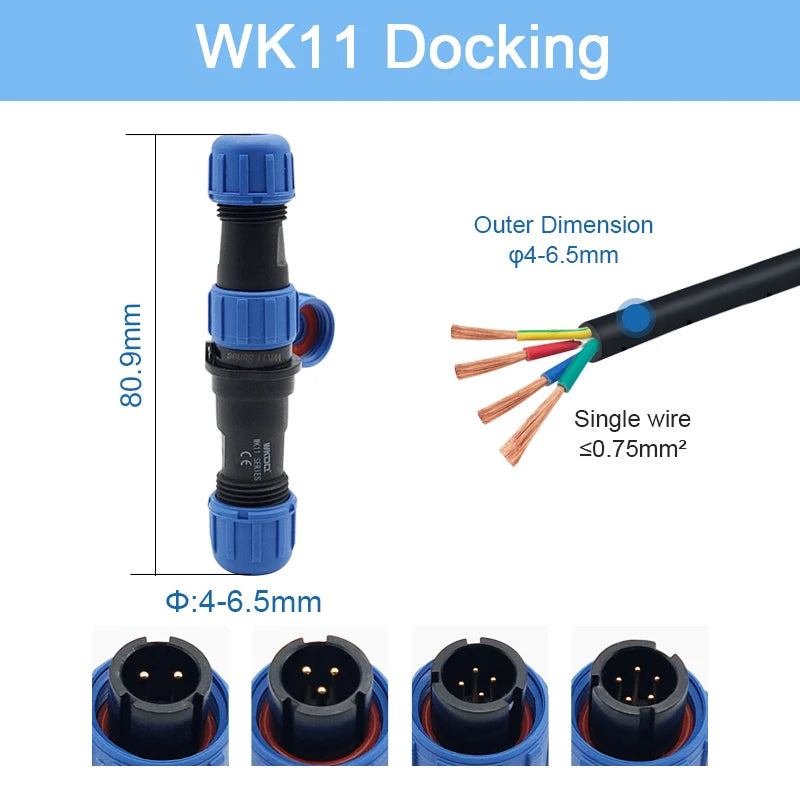 SP11 Tin Soldering Waterproof Connector IP68 Male Plug&Female Socket Rear-nut Docking Panel Mount 2/3/4/5 Pin Cable Wire Connect