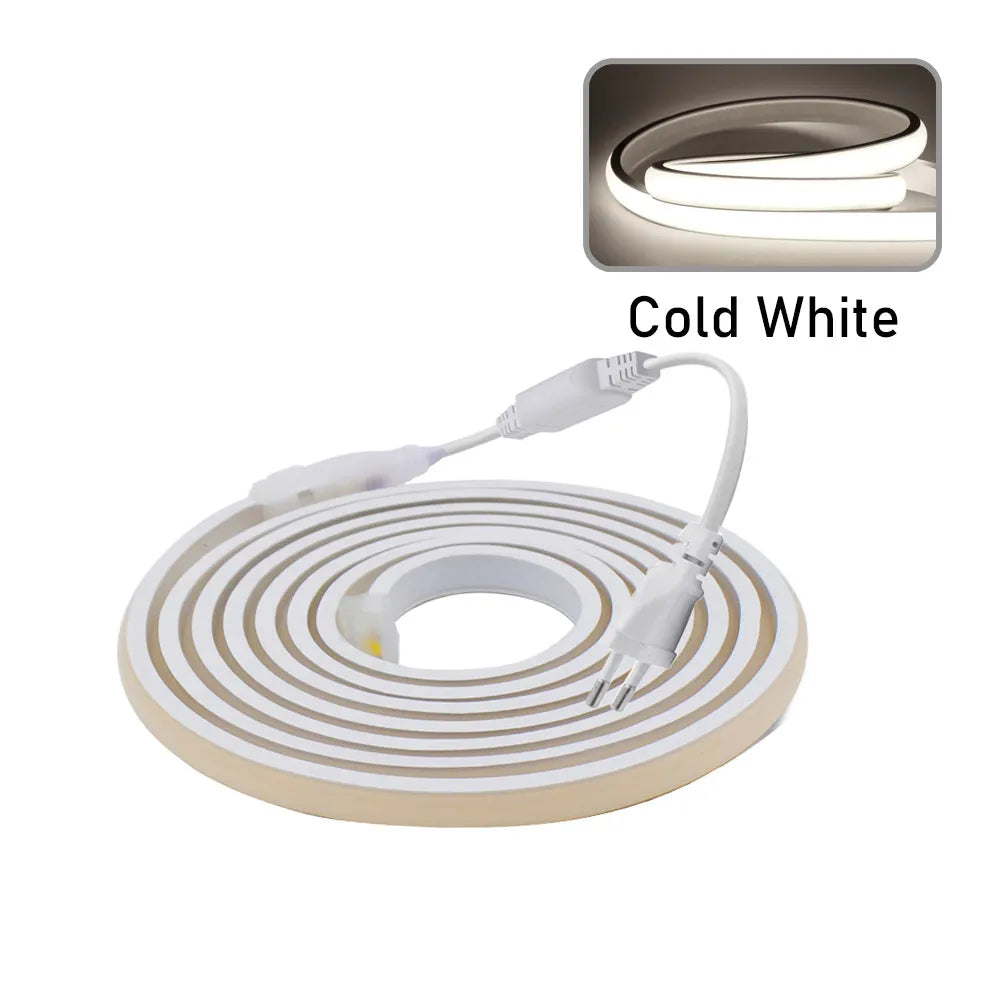 Dimmable COB LED Neon Strip Light 220V Dimmer Switch Power Kit High Density 288 LEDs Linear Lighting IP68 Waterproof Flex Ribbon
