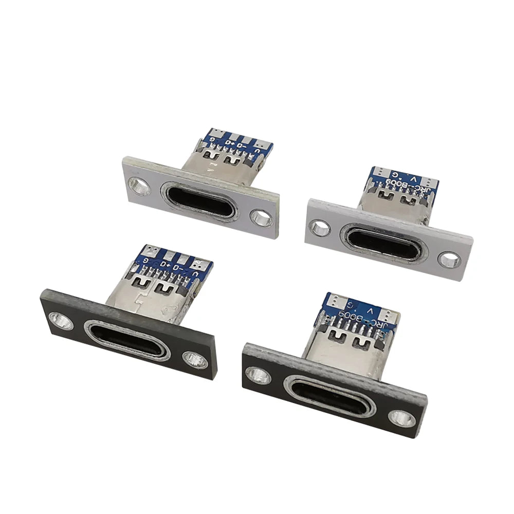 5/10Pcs Type-C USB 3.1 Female Jack Connector 2Pin 4Pin Charging Port USB C Socket With Screw Fixing Plate
