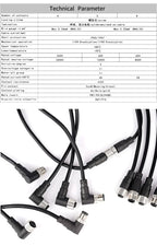 2Meters M12 sensor connector waterproof cable plug Male&Female 4 5 8 12Pin PVC Integrated injection molding M12 connectors