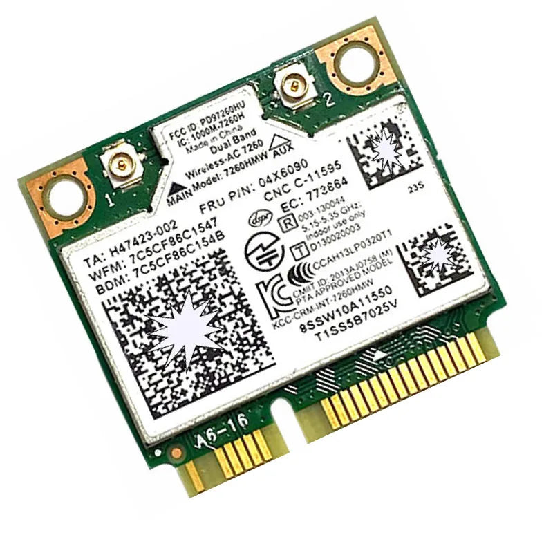 Dual Band Wireless-AC 7260 7260AC 7260HMW Network Card 4.0 Bluetooth Adapter Mini PCI-E 867Mbps for Lenovo 04X6090 04X6010