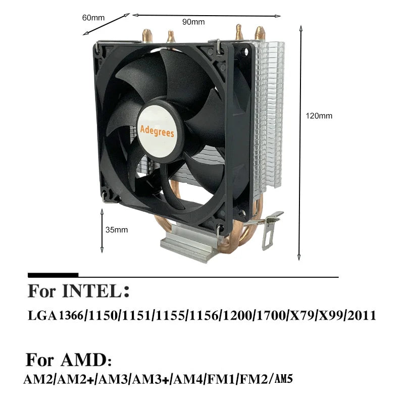 X99 CPU Air Cooler 3PIN/4PIN PC 90MM Silent Cooling Fan For Intel LGA 1151 1155 1200 1700 2011 X79 AMD AM4 AM5 Ventilador