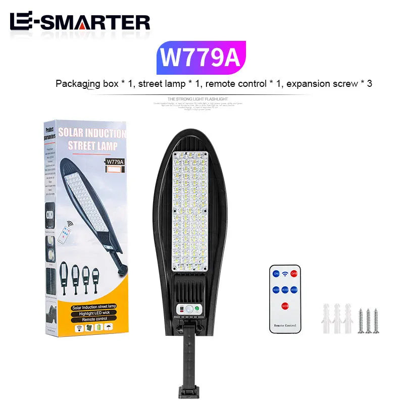 Solar Street Lights Outdoor Waterproof LED Garden Wall Lamp 3 Light Mode Remote Control Motion Sensor Lighting for Garage Gard