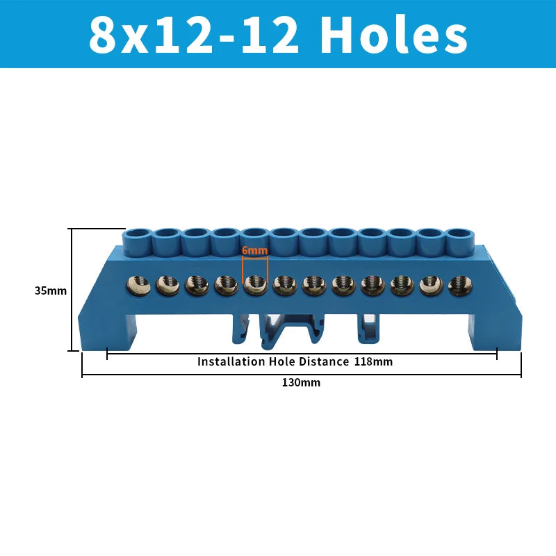OMCH Terminal Bar 7x10 9x14mm Brass Ground Neutral Block High Conductivity Bridge Connector for Power Distribution Cabinet