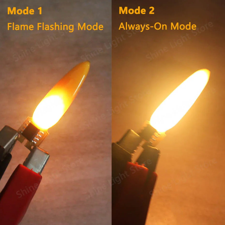 LED Flash Flame Candle Edison Light Bulb 3V LED Light 2-Mode Diode Birthday Party Decoration Light Bulb Accessories 1800K