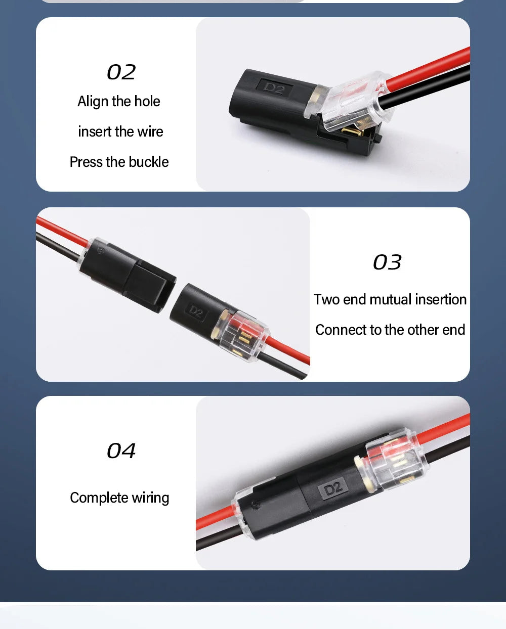 Electric Wire Connector Free Stripping Quick Cable Connectors Dual line Interconnection Detachable Automotive Terminal Connector
